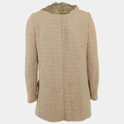 Dolce & Gabbana Taupe Lace Tweed Button Front Jacket M