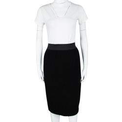Pre Owned Dolce & Gabbana Black Wool Chunky Knit High Waist Skirt M
