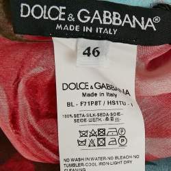 Dolce & Gabbana Blue Floral Print Silk Blouse and Skirt Set L