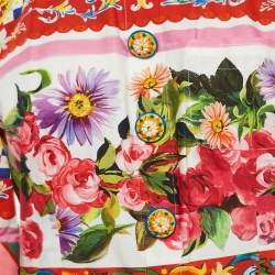 Pre Owned Dolce & Gabbana Multicolor Print Cotton Button Detail Long Dress L