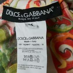 Pre Owned Dolce & Gabbana Multicolor Print Cotton Button Detail Long Dress L