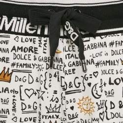 Pre Owned Dolce & Gabbana White Graffiti Print Jersey Cotton Knit Joggers XL