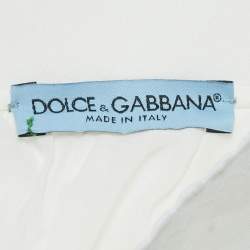 Dolce & Gabbana White Cotton Lace Gathered Knee Length Skirt S