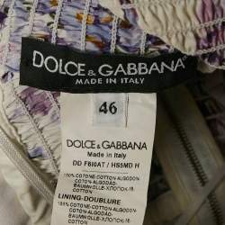 Pre Owned Dolce & Gabbana Floral Print Cotton Tie-Up Shoulder Detail Smocked Short Dress L