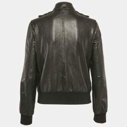 Dolce & Gabbana Black Leather Zip-Up Jacket S