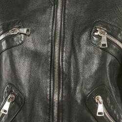 Dolce & Gabbana Black Leather Zip-Up Jacket S