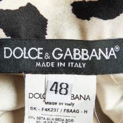 Dolce & Gabbana Leopard Print Silk Satin Maxi Skirt L