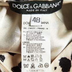 Dolce & Gabbana Leopard Print Silk Satin Maxi Skirt L