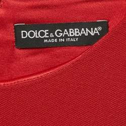 Pre Owned Dolce & Gabbana Red Queen's Angels Applique Wool Shift Dress S