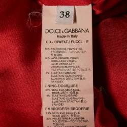Pre Owned Dolce & Gabbana Red Queen's Angels Applique Wool Shift Dress S