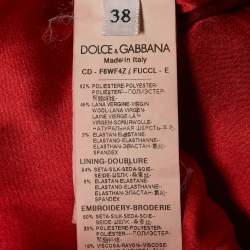 Pre Owned Dolce & Gabbana Red Queen's Angels Applique Wool Shift Dress S