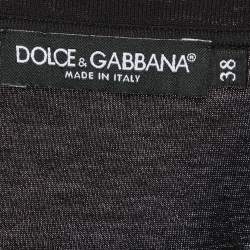 Pre Owned Dolce & Gabbana Black Sequined Cotton Crew Neck T-shirt S