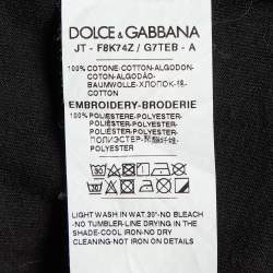 Pre Owned Dolce & Gabbana Black Sequined Cotton Crew Neck T-shirt S