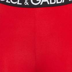 Dolce & Gabbana Red Jersey Logo Detail Leggings & Crop Top Set S
