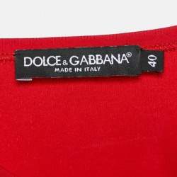 Dolce & Gabbana Red Jersey Logo Detail Leggings & Crop Top Set S