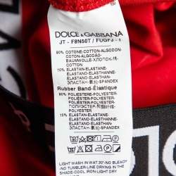Dolce & Gabbana Red Jersey Logo Detail Leggings & Crop Top Set S