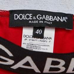 Dolce & Gabbana Red Jersey Logo Detail Leggings & Crop Top Set S