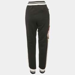 Pre Owned Dolce & Gabbana Black Embroidered Cotton Contrast Side Trimmed Trackpants XL