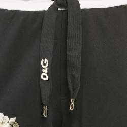 Pre Owned Dolce & Gabbana Black Embroidered Cotton Contrast Side Trimmed Trackpants XL