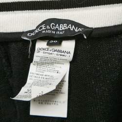 Pre Owned Dolce & Gabbana Black Embroidered Cotton Contrast Side Trimmed Trackpants XL