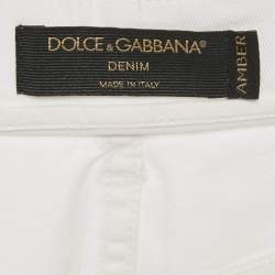 Pre Owned Dolce & Gabbana White Denim High-Waist Jeans M Waist 26"