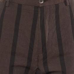 Pre Owned Dolce & Gabbana Brown Striped Linen Trousers M