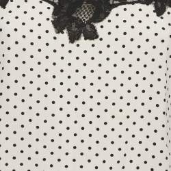 Pre Owned Dolce & Gabbana White Polka Dots Print Silk and Lace Trim Camisole M