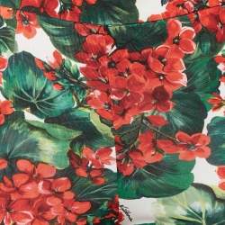 Pre Owned Dolce & Gabbana White/Red Floral Print Jersey Leggings M