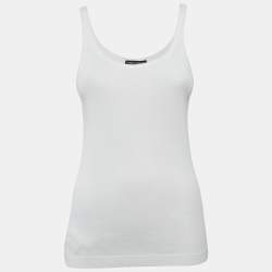 Pre Owned Dolce & Gabbana White Rib Knit Tank Top M