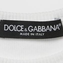 Pre Owned Dolce & Gabbana White Rib Knit Tank Top M