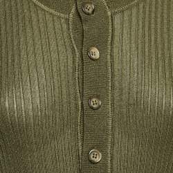 Pre Owned Dolce & Gabbana Khaki Green Rib Knit Long Sleeve Top L