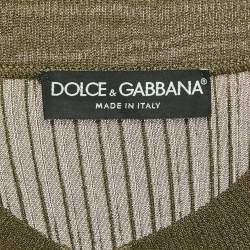 Pre Owned Dolce & Gabbana Khaki Green Rib Knit Long Sleeve Top L