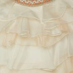 Pre Owned Dolce & Gabbana white & Pink Organza Ruffled Mini Dress S