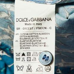 Pre Owned Dolce & Gabbana Blue Printed Cotton Sicilia Button Front Shirt M