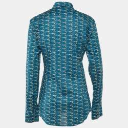 Pre Owned Dolce & Gabbana Blue Printed Cotton Sicilia Button Front Shirt M