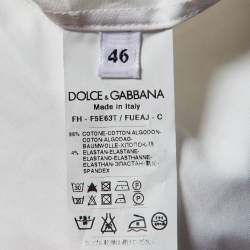 Pre Owned Dolce & Gabbana White Stretch Cotton Button Front Shirt L