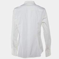 Pre Owned Dolce & Gabbana White Stretch Cotton Button Front Shirt L