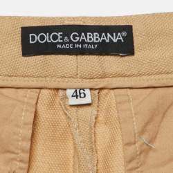 Pre Owned Dolce & Gabbana Beige Cotton Tapered Leg Pants L