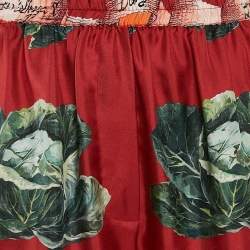 Dolce & Gabbana Red Cabbage Print Silk Short S
