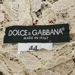 Pre Owned Dolce & Gabbana Light Beige Lace Floral Applique Detail Short Dress M