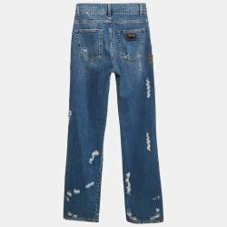 Dolce & Gabbana Ripped Denim Embellished Jeans S Waist 28"