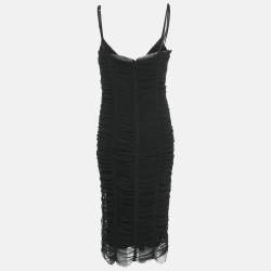مملوكة مسبقًا Dolce & Gabbana Black Stretch Tulle Ruched Bustier Dress XL
