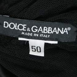 مملوكة مسبقًا Dolce & Gabbana Black Stretch Tulle Ruched Bustier Dress XL