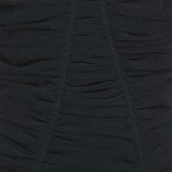 مملوكة مسبقًا Dolce & Gabbana Black Stretch Tulle Ruched Bustier Dress XL
