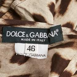 مملوكة مسبقًا Dolce & Gabbana Brown Leopard Print Lace Trim Satin Mini Dress L