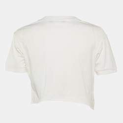 Pre Owned Dolce & Gabbana Pale Pink Logo Detail Cotton Crop Top S