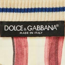 Dolce & Gabbana Multicolor Majolica Print Silk Lace Trim Top S