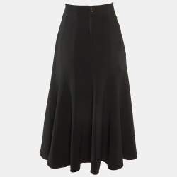 Pre Owned Dolce & Gabbana Black Crepe Flared Midi Skirt L