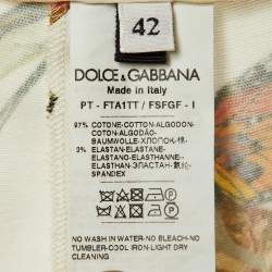 Dolce & Gabbana White Printed Cotton Wide Leg Trousers M