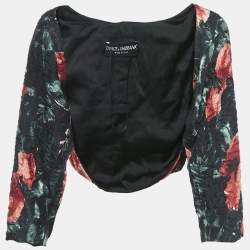 Dolce & Gabbana Black Floral Print Jacquard Bolero Jacket S